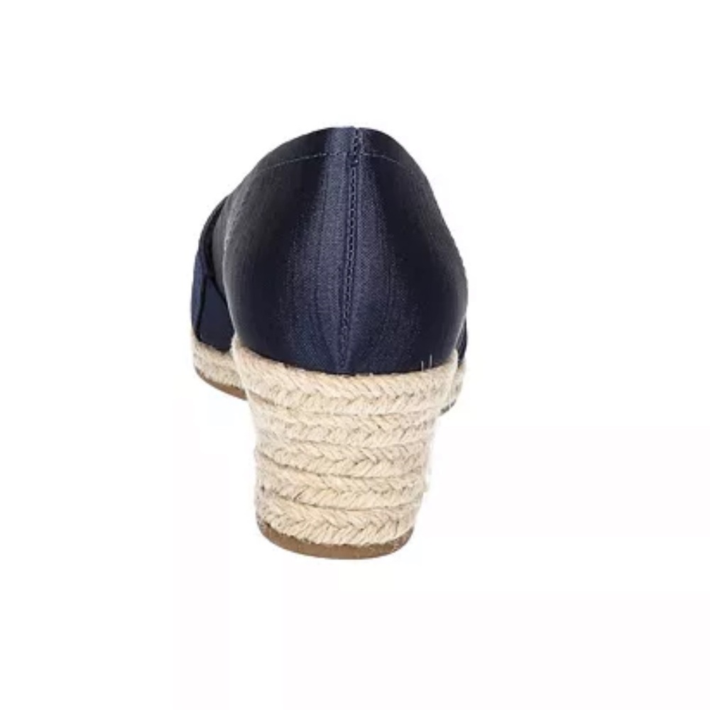 Women's Jasper Super Flex Espadrille Sandals Navy Peep Toe Wedge Espadrilles - Picture 3 of 9